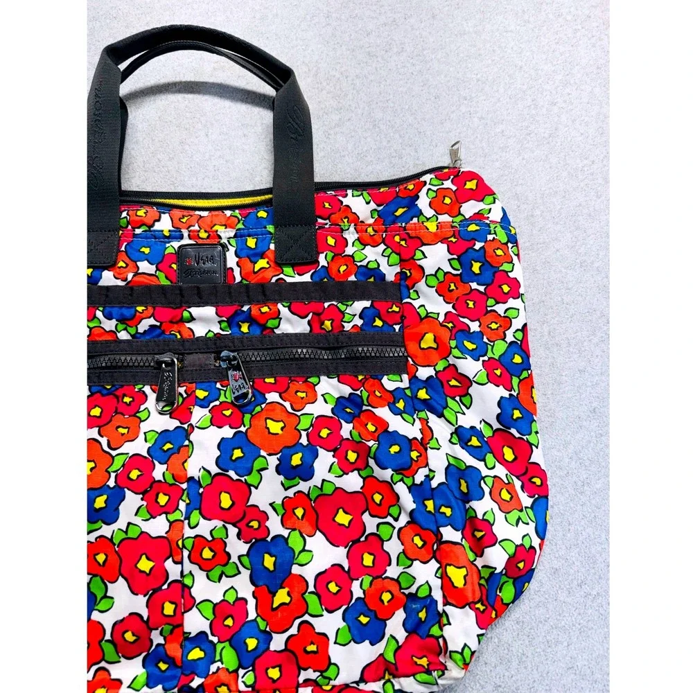 Brighton‎ Vera Bradley Tote Bag Large Multicolor Floral Nylon Zip Travel Bag